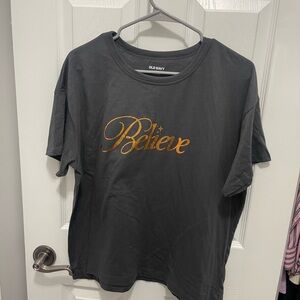 Old Navy Dark Gray Tee with Gold Design